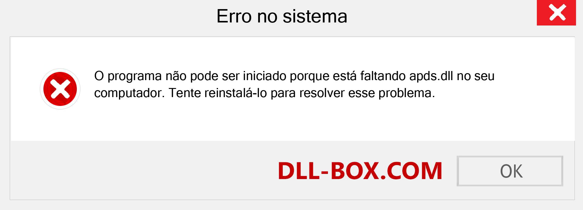 Arquivo apds.dll ausente ?. Download para Windows 7, 8, 10 - Correção de erro ausente apds dll no Windows, fotos, imagens